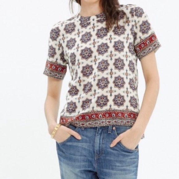 MADEWELL Medallion Print  Silk Tee - Picture 1 of 9